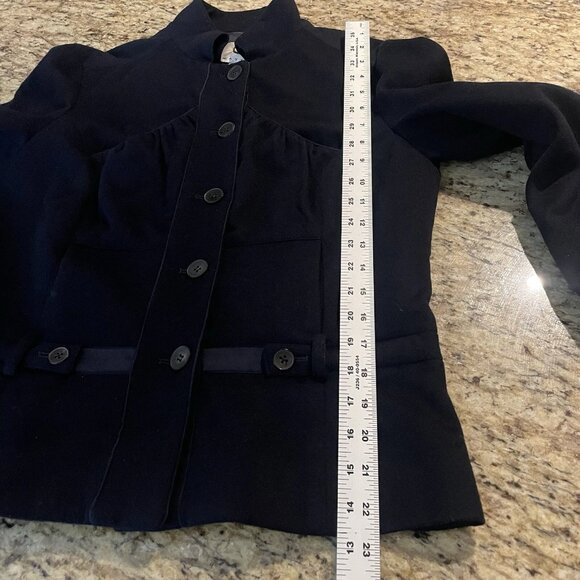 Maison Mayle  Luxury Preppy Navy Blue Button Down Blazer Jacket Wool - Picture 9 of 9